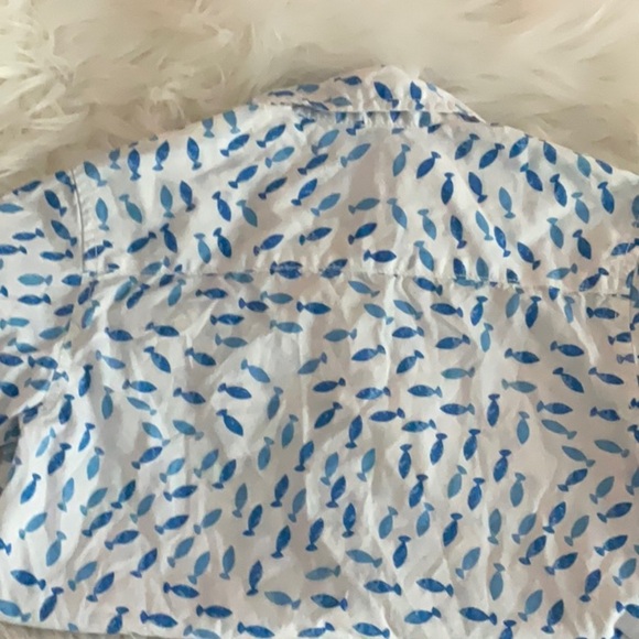 J Khaki Blue Fish Print Button-Up Shirt - Picture 5 of 5